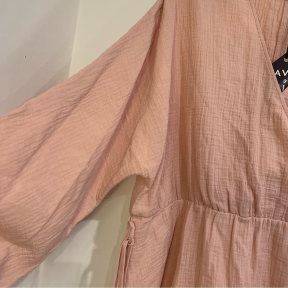 Ava & Viv Top Women's Plus Size 2X Balloon L/S Blush Color V Neck ** 1 Flaw ** - Picture 4 of 13